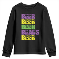 Funny Mardi Gras Youth Sweatshirt Retro Beer Beads Fat Tuesday Festival Celebration