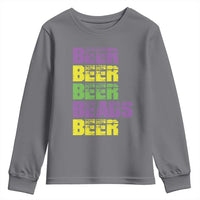 Funny Mardi Gras Youth Sweatshirt Retro Beer Beads Fat Tuesday Festival Celebration