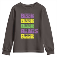 Funny Mardi Gras Youth Sweatshirt Retro Beer Beads Fat Tuesday Festival Celebration