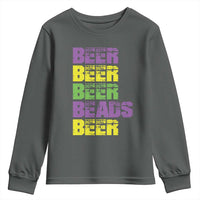Funny Mardi Gras Youth Sweatshirt Retro Beer Beads Fat Tuesday Festival Celebration