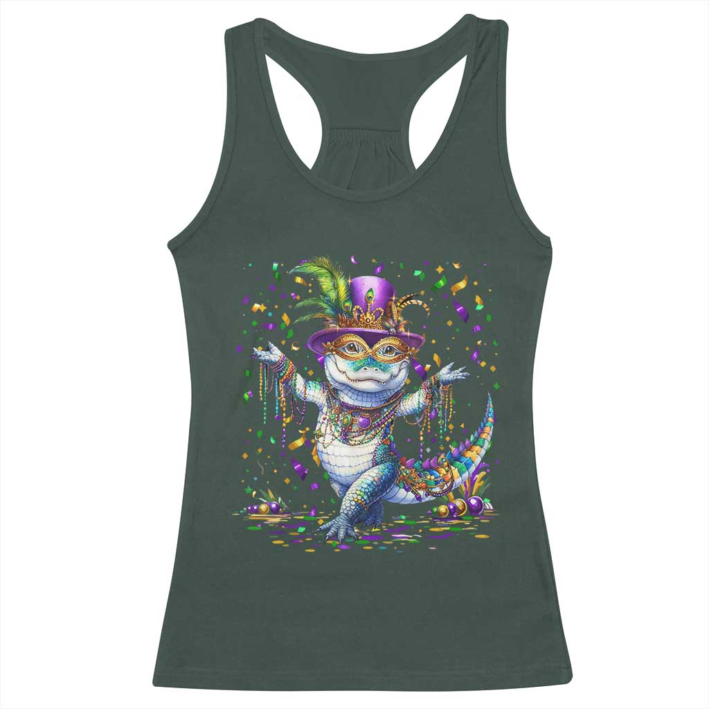 Mardi Gras Crocodile Racerback Tank Top Mardigator Alligator Costume Carnival New Orleans Louisiana