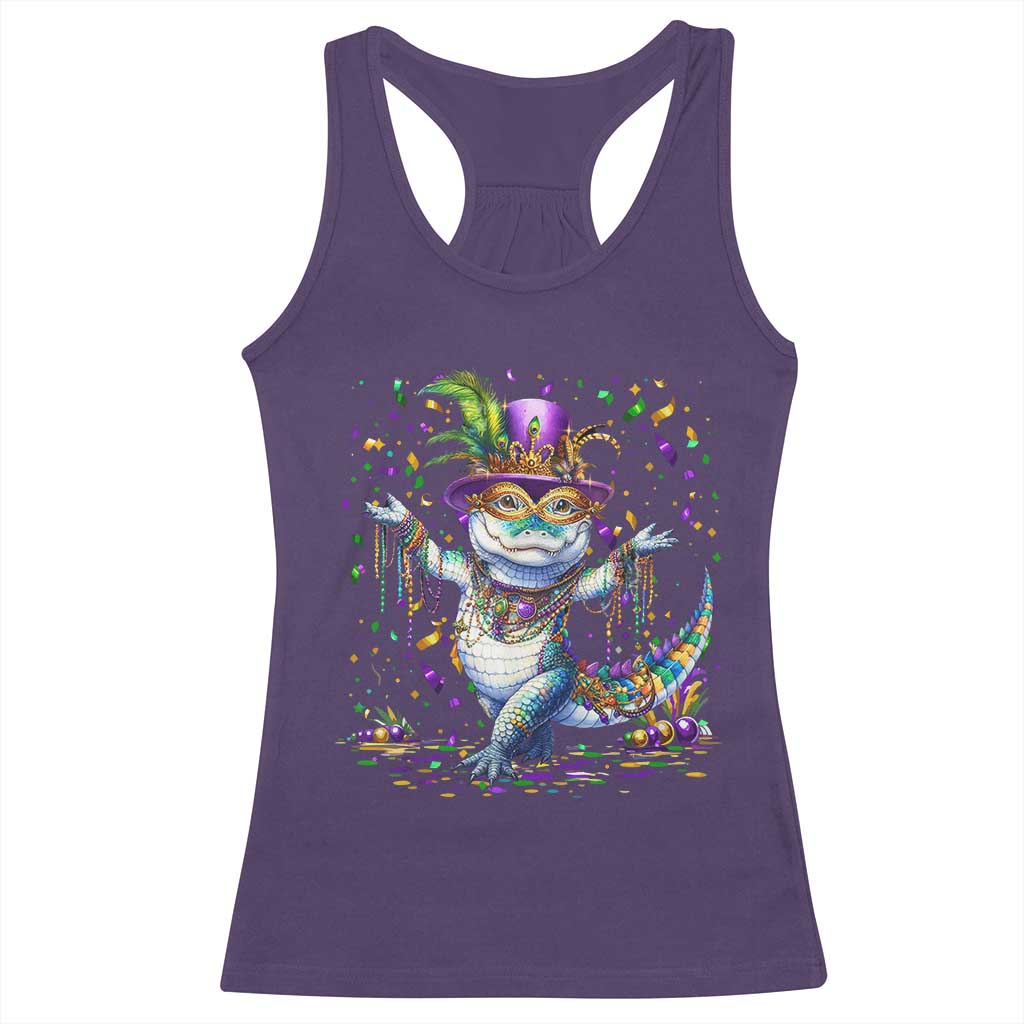 Mardi Gras Crocodile Racerback Tank Top Mardigator Alligator Costume Carnival New Orleans Louisiana