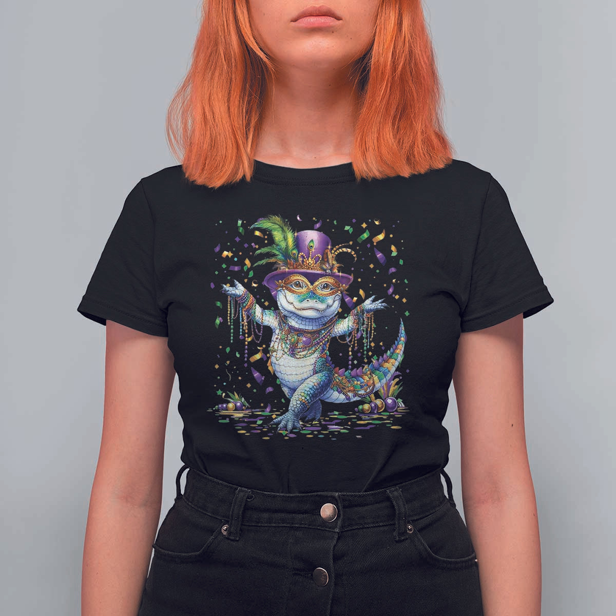 Mardi Gras Crocodile T Shirt For Women Mardigator Alligator Costume Carnival New Orleans Louisiana