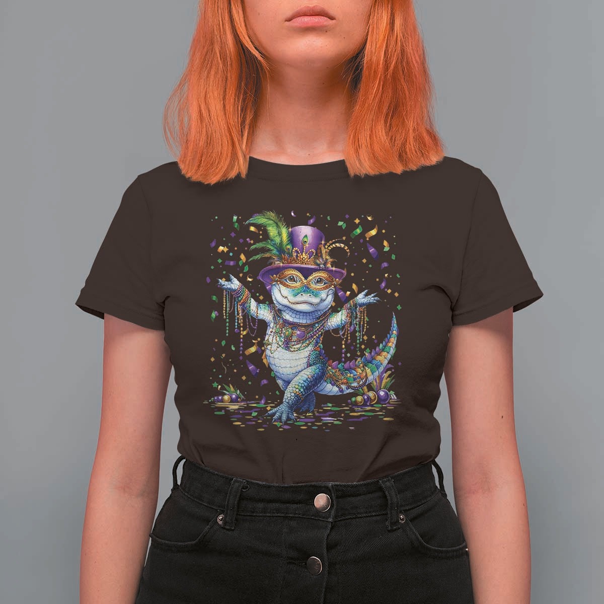 Mardi Gras Crocodile T Shirt For Women Mardigator Alligator Costume Carnival New Orleans Louisiana