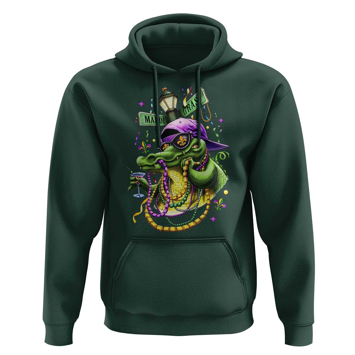 Mardi Gras Alligator Costume Hoodie Mardigator Crocodile Carnival New Orleans Louisiana