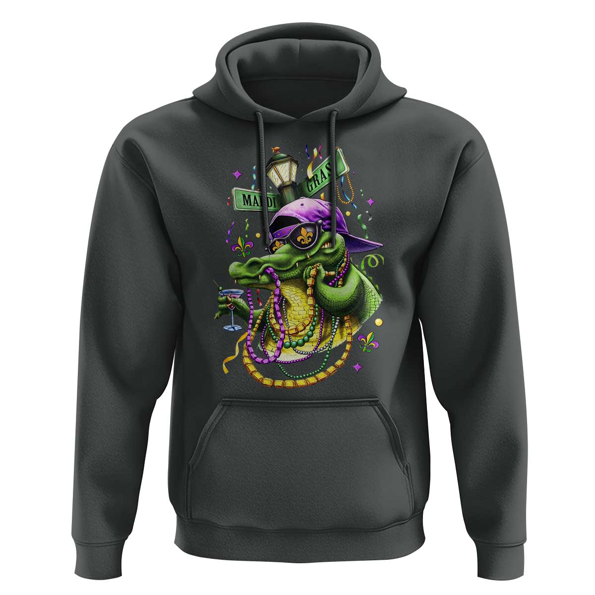 Mardi Gras Alligator Costume Hoodie Mardigator Crocodile Carnival New Orleans Louisiana