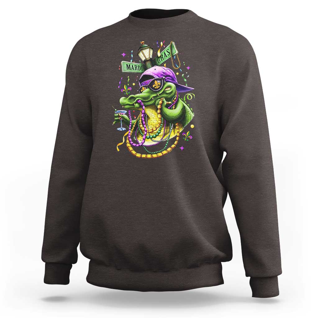 Mardi Gras Alligator Costume Sweatshirt Mardigator Crocodile Carnival New Orleans Louisiana