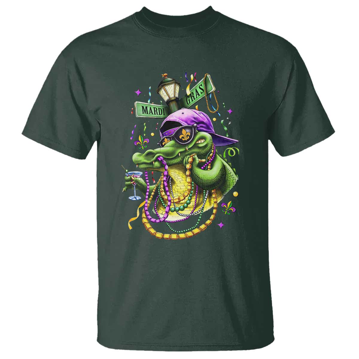 Mardi Gras Alligator Costume T Shirt Mardigator Crocodile Carnival New Orleans Louisiana