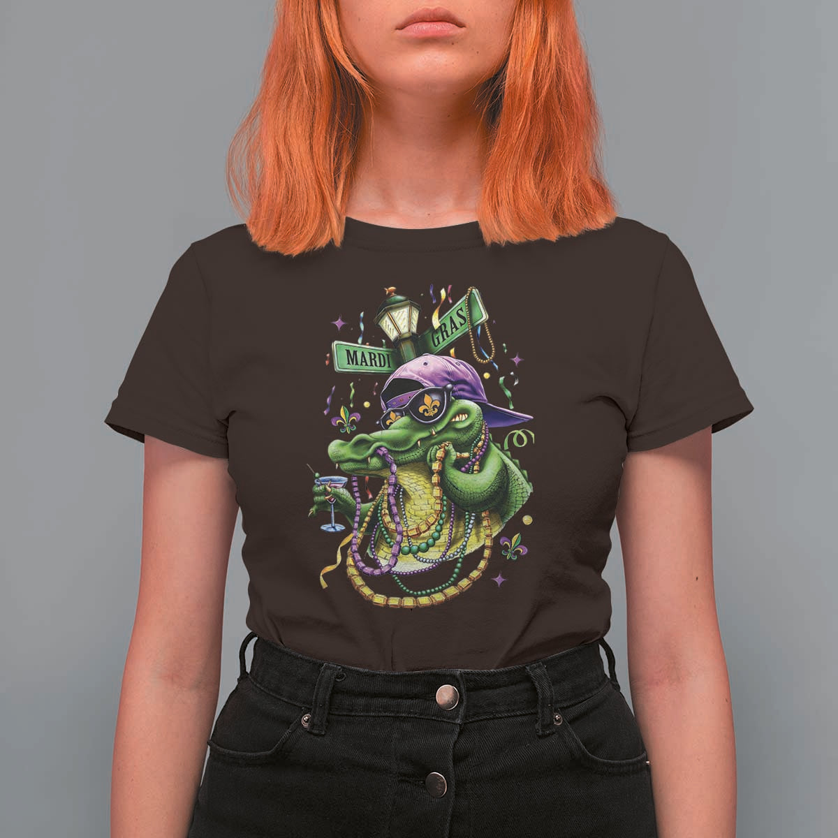 Mardi Gras Alligator Costume T Shirt For Women Mardigator Crocodile Carnival New Orleans Louisiana
