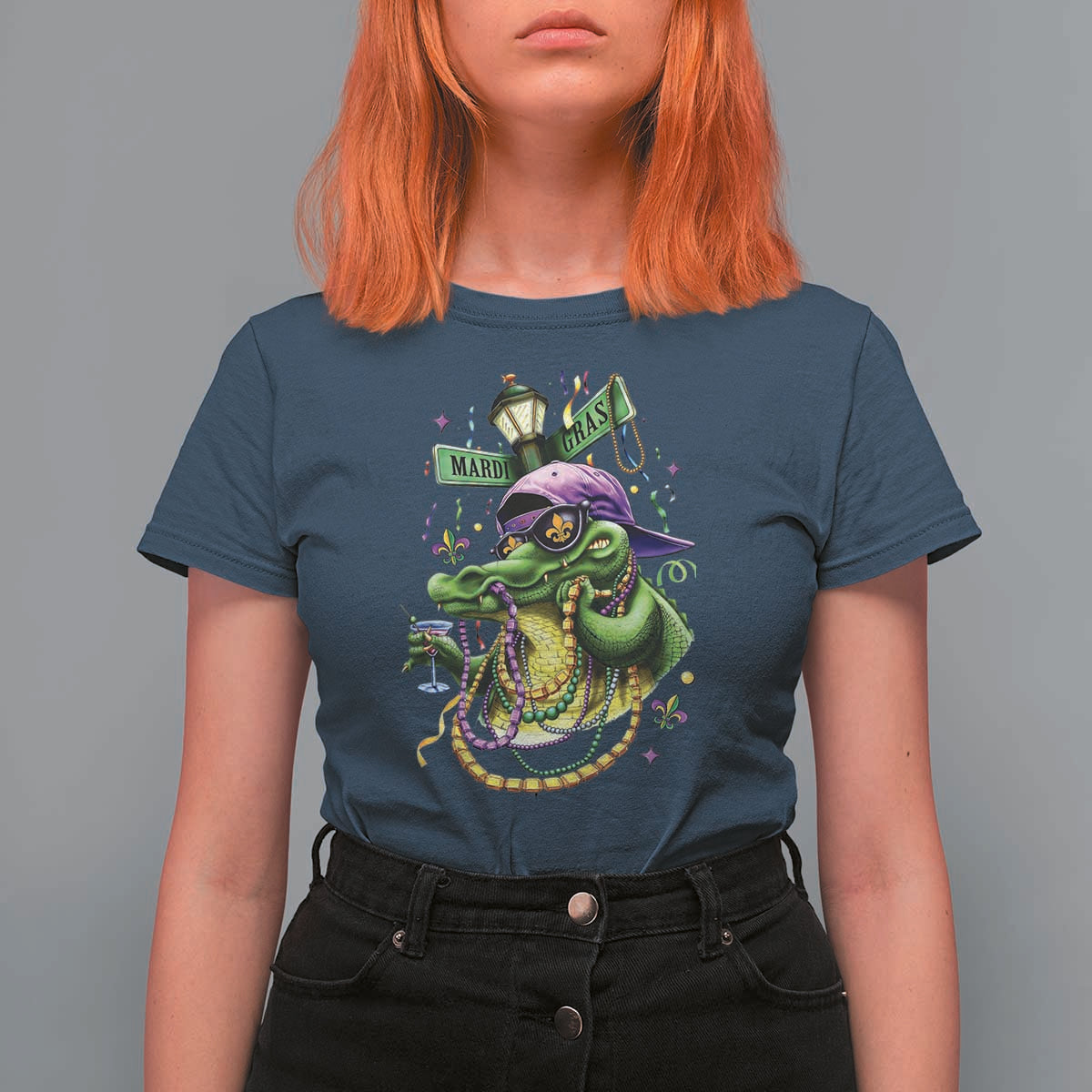 Mardi Gras Alligator Costume T Shirt For Women Mardigator Crocodile Carnival New Orleans Louisiana