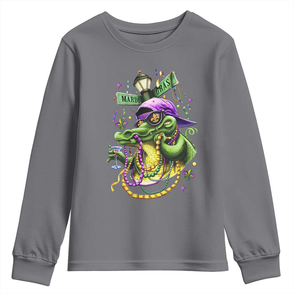 Mardi Gras Alligator Costume Youth Sweatshirt Mardigator Crocodile Carnival New Orleans Louisiana