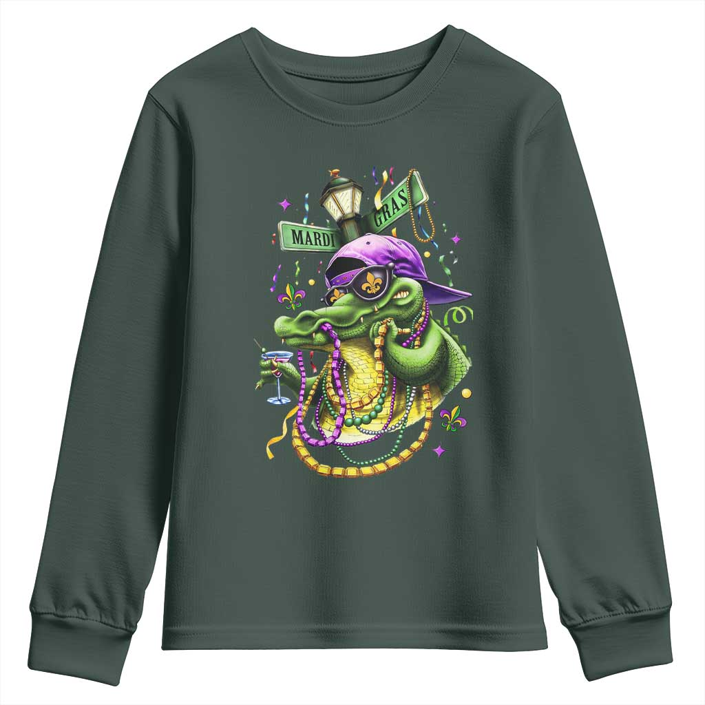 Mardi Gras Alligator Costume Youth Sweatshirt Mardigator Crocodile Carnival New Orleans Louisiana