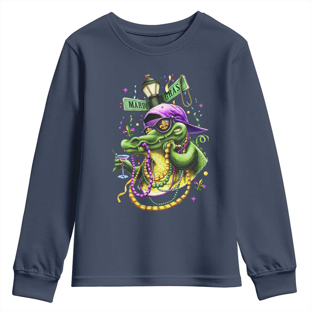 Mardi Gras Alligator Costume Youth Sweatshirt Mardigator Crocodile Carnival New Orleans Louisiana