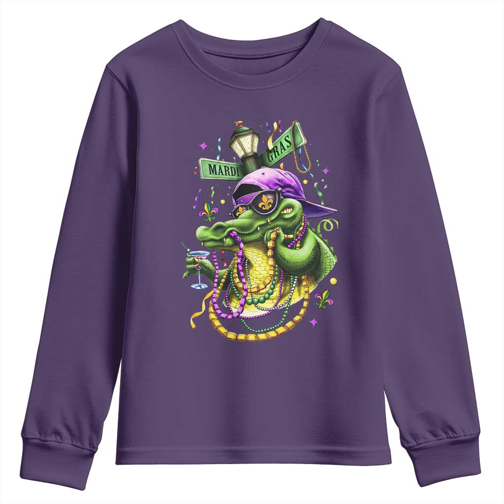 Mardi Gras Alligator Costume Youth Sweatshirt Mardigator Crocodile Carnival New Orleans Louisiana