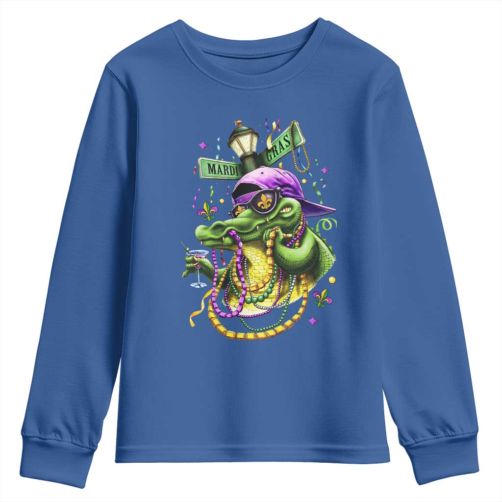 Mardi Gras Alligator Costume Youth Sweatshirt Mardigator Crocodile Carnival New Orleans Louisiana
