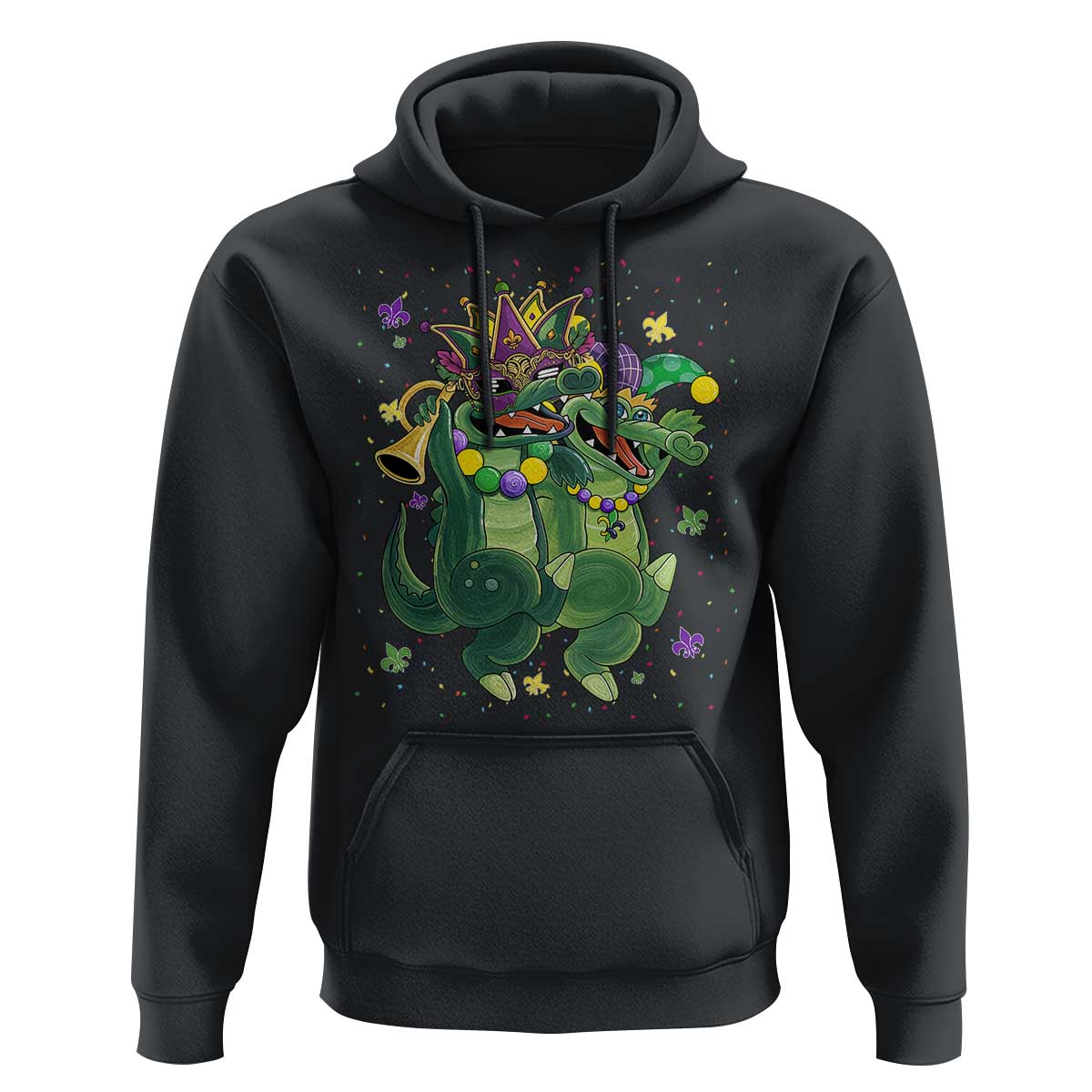 Happy Mardi Gras Alligator Hoodie Mardigator Crocodile Dancing New Orleans Louisiana