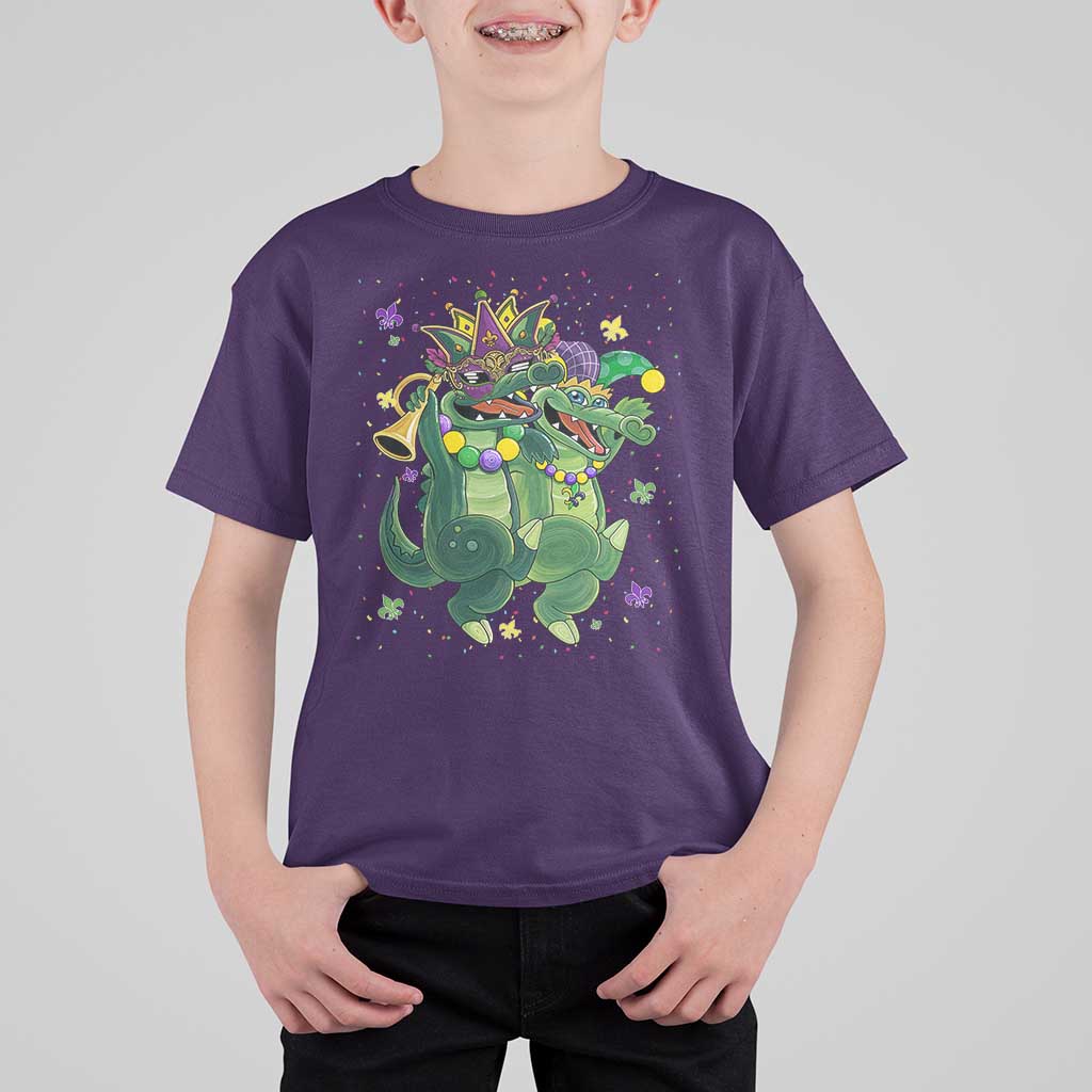 Happy Mardi Gras Alligator T Shirt For Kid Mardigator Crocodile Dancing New Orleans Louisiana