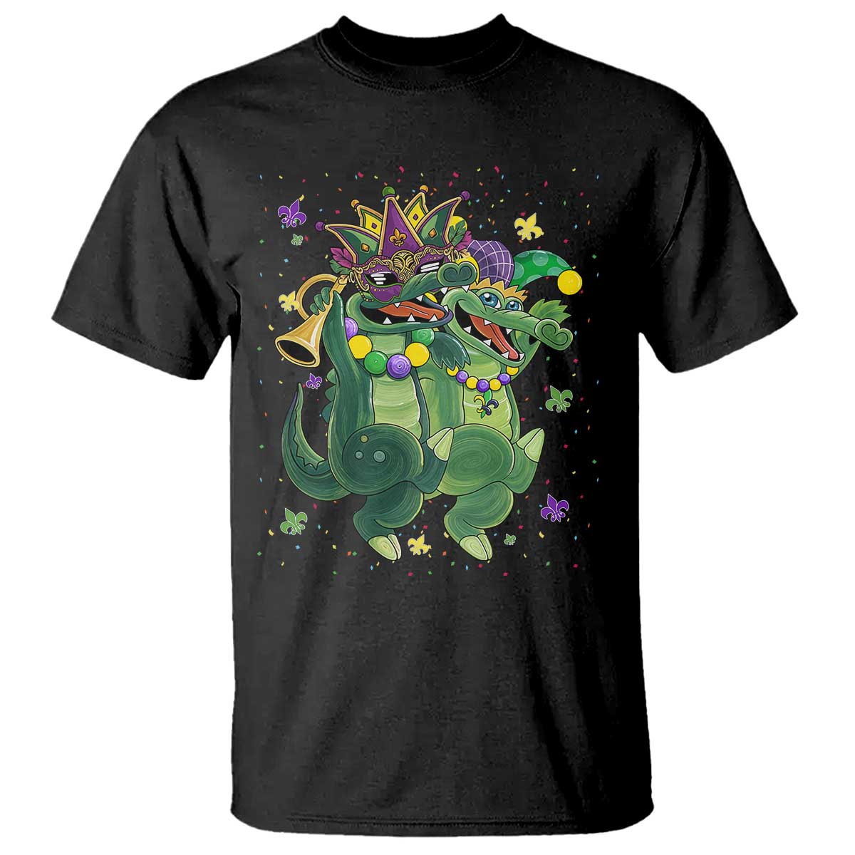 Happy Mardi Gras Alligator T Shirt Mardigator Crocodile Dancing New Orleans Louisiana