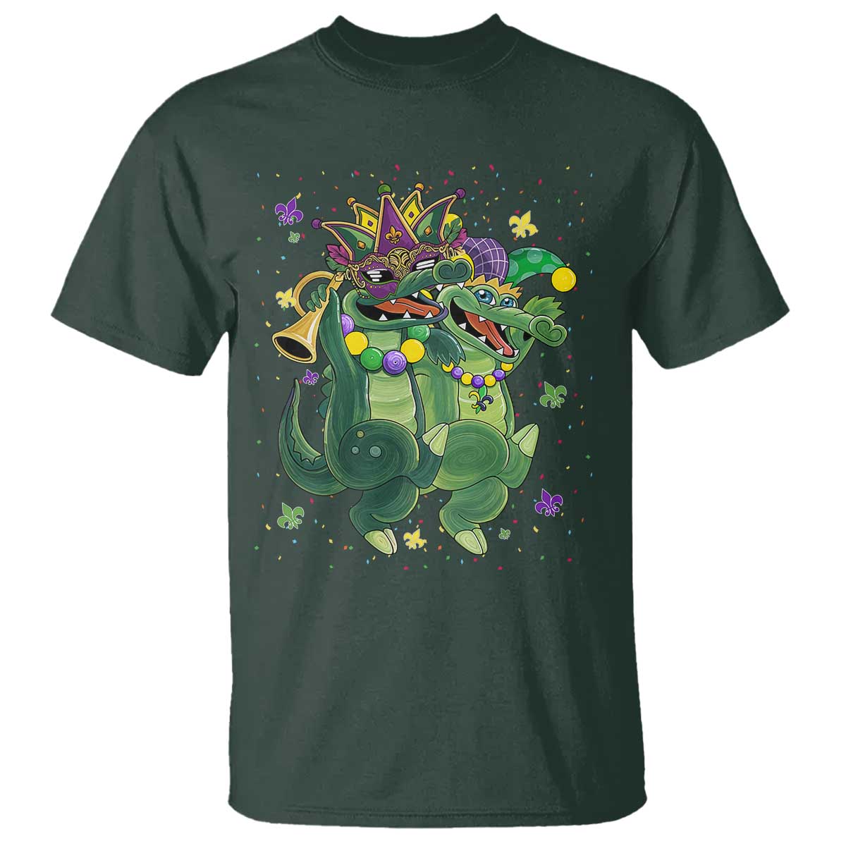 Happy Mardi Gras Alligator T Shirt Mardigator Crocodile Dancing New Orleans Louisiana