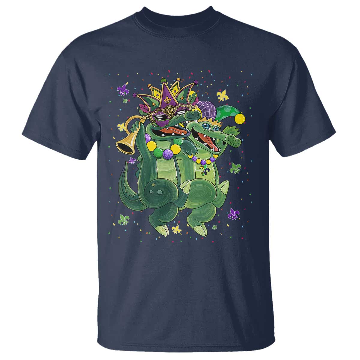 Happy Mardi Gras Alligator T Shirt Mardigator Crocodile Dancing New Orleans Louisiana
