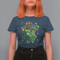 Happy Mardi Gras Alligator T Shirt For Women Mardigator Crocodile Dancing New Orleans Louisiana