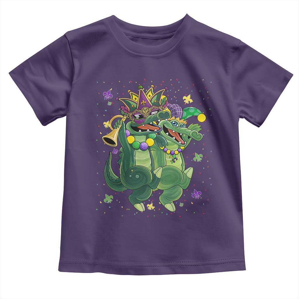 Happy Mardi Gras Alligator Toddler T Shirt Mardigator Crocodile Dancing New Orleans Louisiana