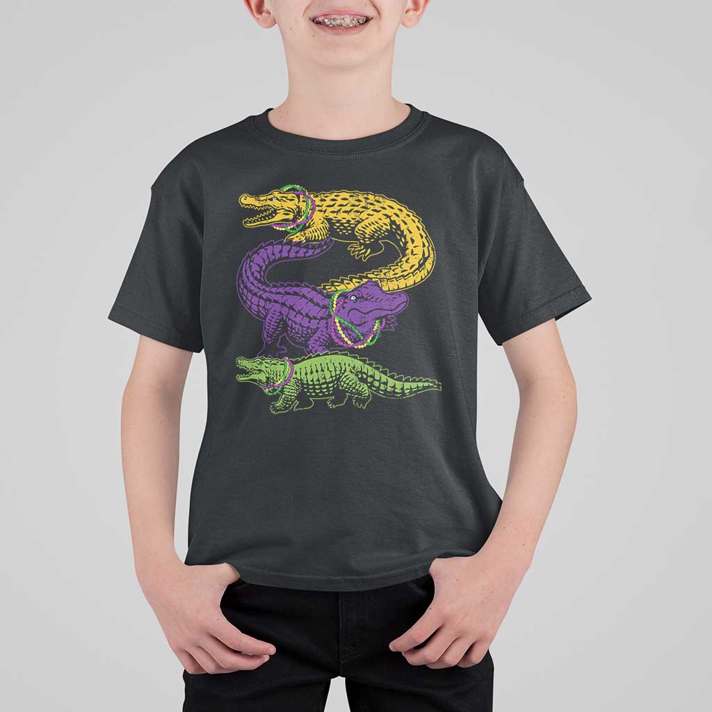 Aligator Crocodiles Louisiana Mardi Gras T Shirt For Kid