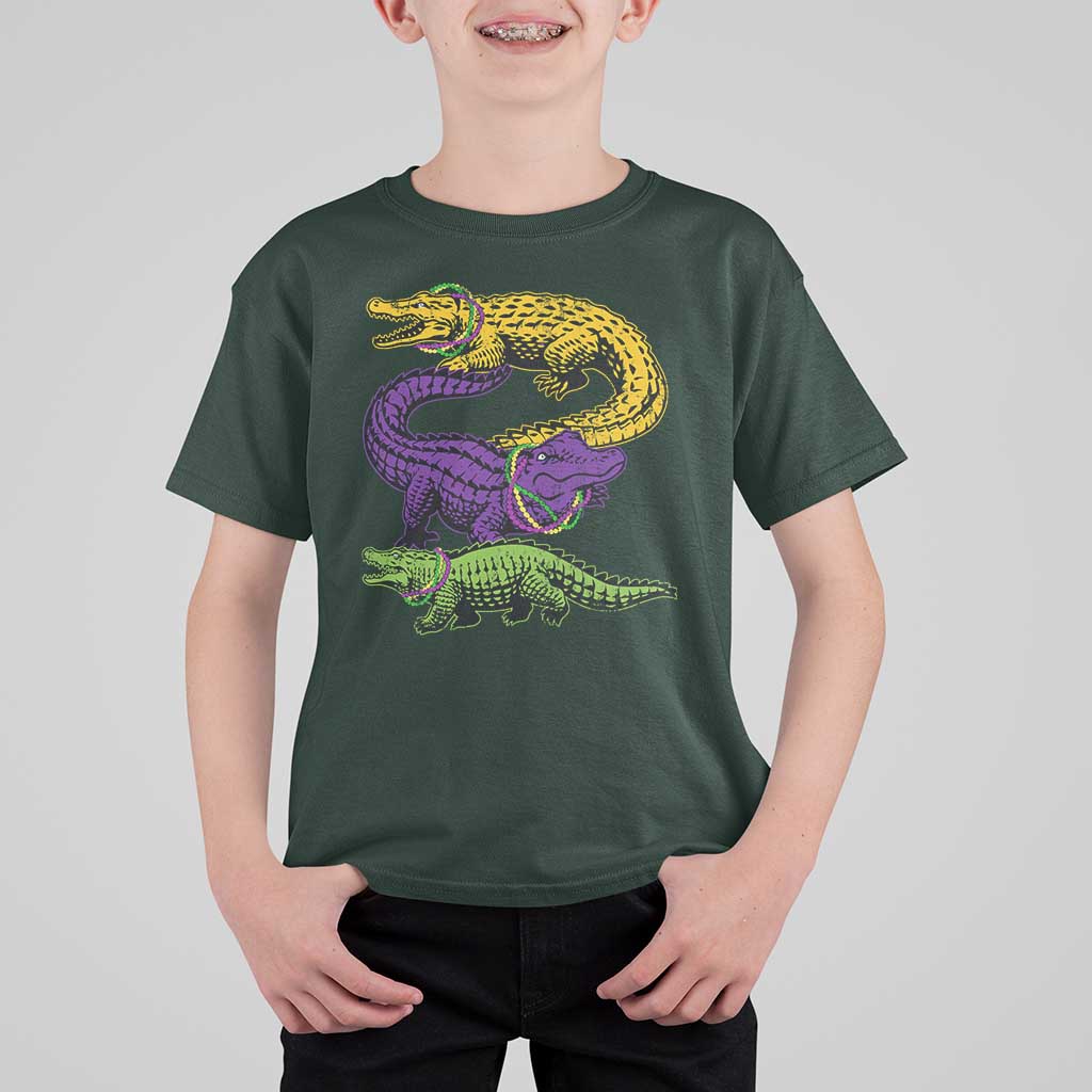 Aligator Crocodiles Louisiana Mardi Gras T Shirt For Kid