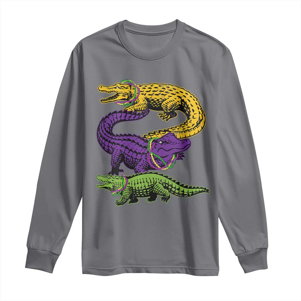 Aligator Crocodiles Louisiana Mardi Gras Long Sleeve Shirt