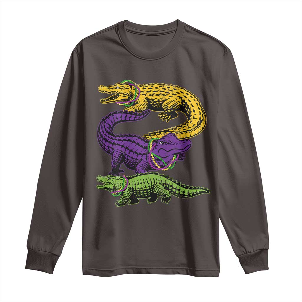 Aligator Crocodiles Louisiana Mardi Gras Long Sleeve Shirt