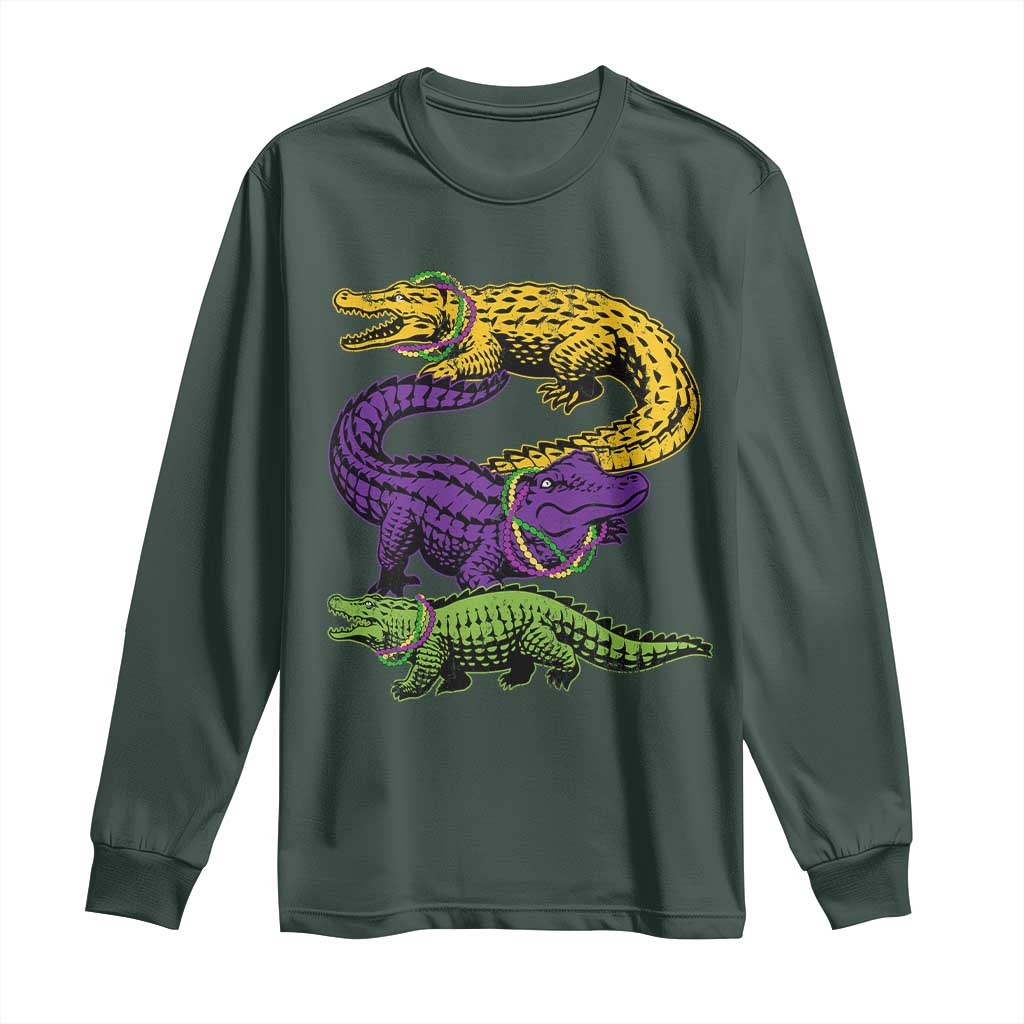 Aligator Crocodiles Louisiana Mardi Gras Long Sleeve Shirt