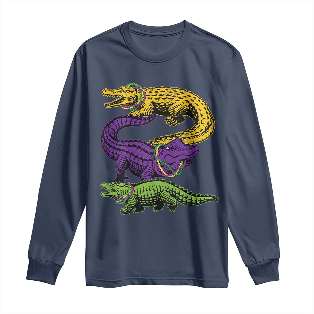 Aligator Crocodiles Louisiana Mardi Gras Long Sleeve Shirt