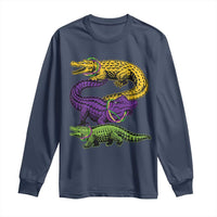 Aligator Crocodiles Louisiana Mardi Gras Long Sleeve Shirt