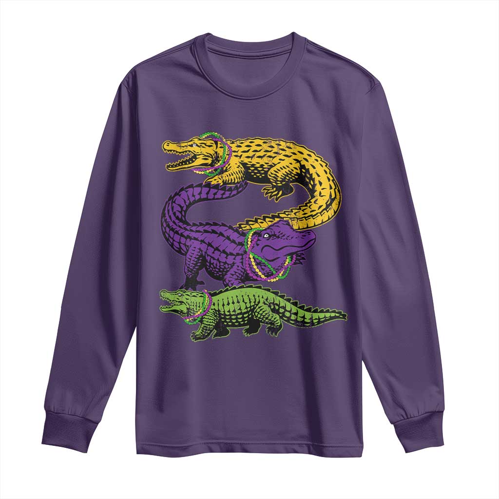 Aligator Crocodiles Louisiana Mardi Gras Long Sleeve Shirt