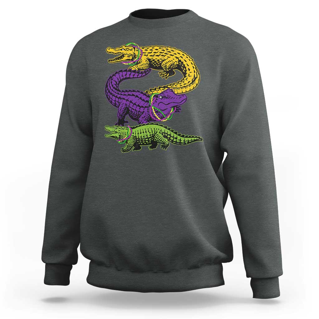 Aligator Crocodiles Louisiana Mardi Gras Sweatshirt