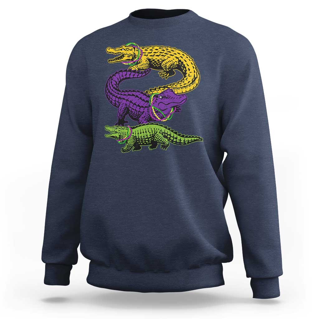 Aligator Crocodiles Louisiana Mardi Gras Sweatshirt