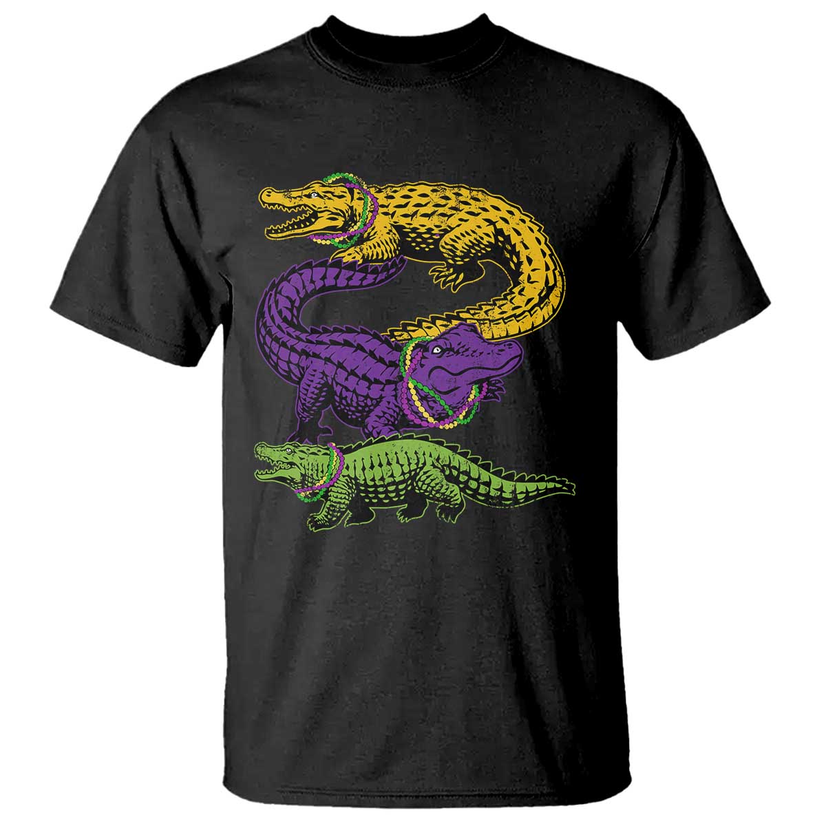 Aligator Crocodiles Louisiana Mardi Gras T Shirt
