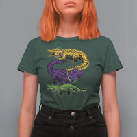Aligator Crocodiles Louisiana Mardi Gras T Shirt For Women