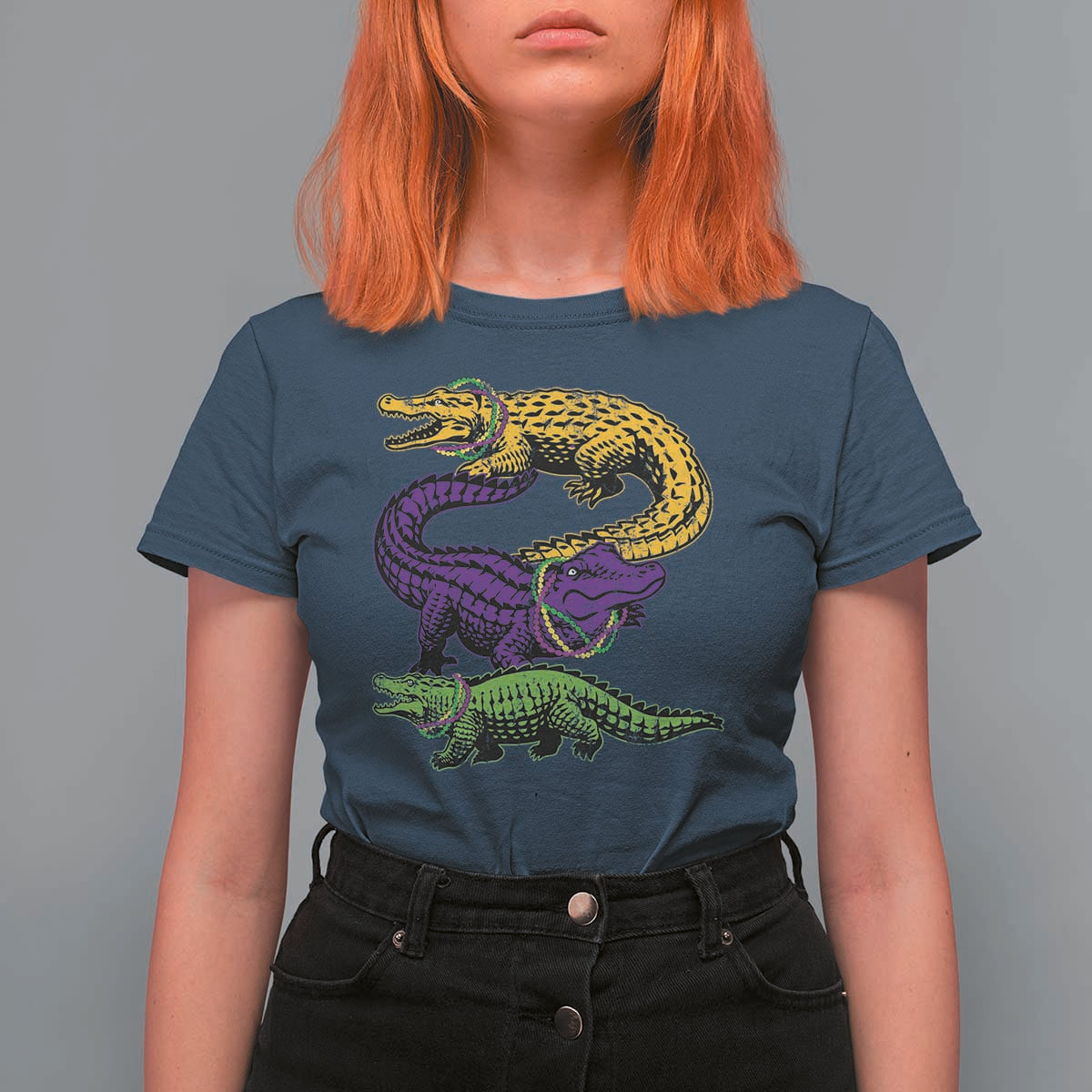 Aligator Crocodiles Louisiana Mardi Gras T Shirt For Women