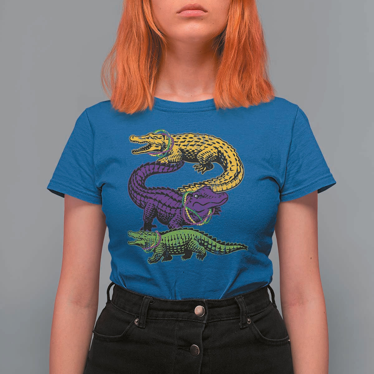 Aligator Crocodiles Louisiana Mardi Gras T Shirt For Women