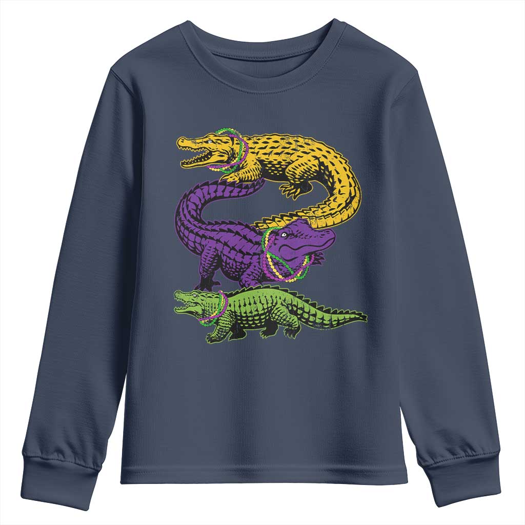 Aligator Crocodiles Louisiana Mardi Gras Youth Sweatshirt