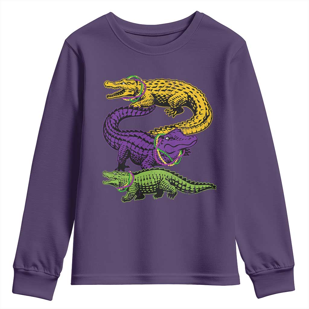 Aligator Crocodiles Louisiana Mardi Gras Youth Sweatshirt