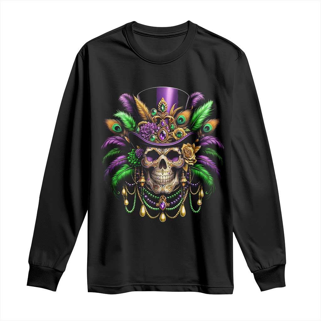 Mardi Gras Sugar Skull Long Sleeve Shirt Fat Tuesday