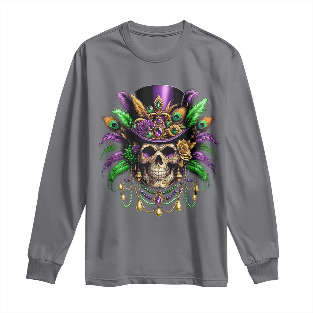 Mardi Gras Sugar Skull Long Sleeve Shirt Fat Tuesday
