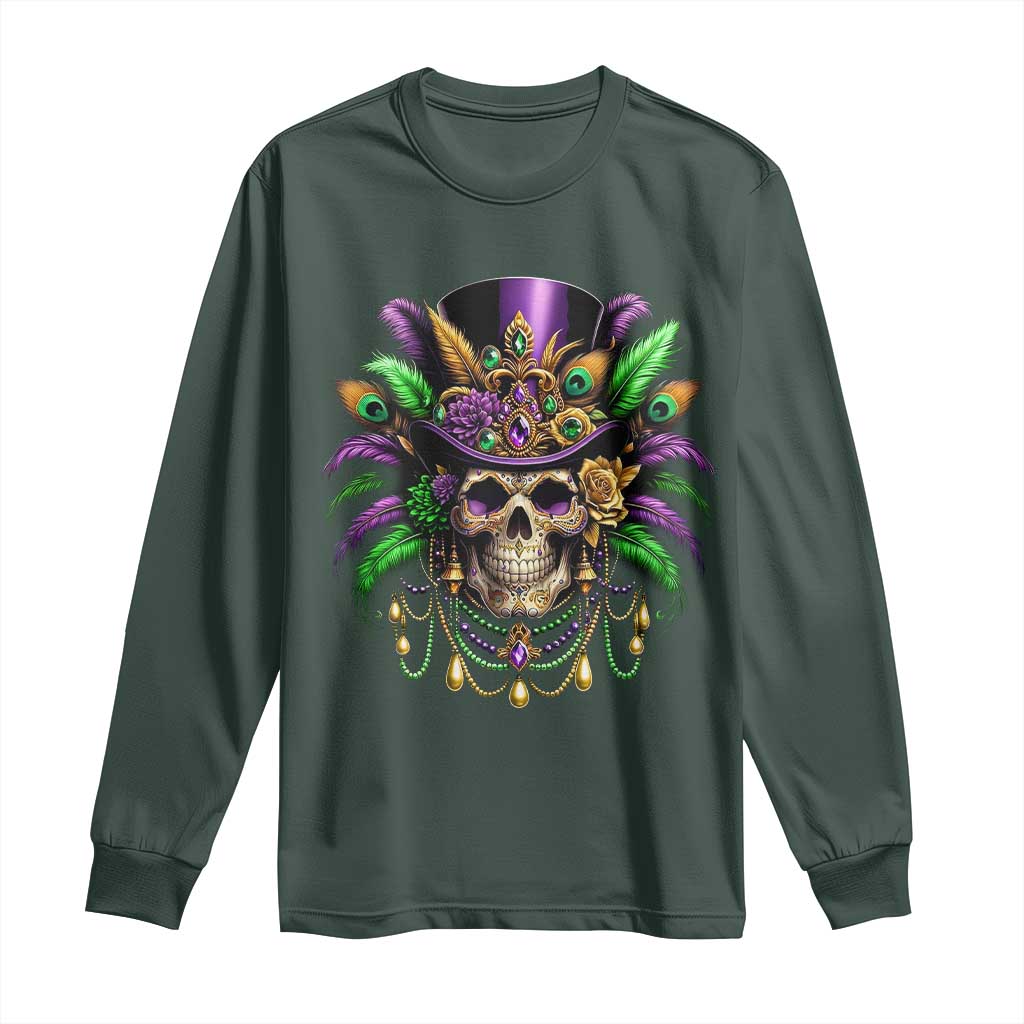 Mardi Gras Sugar Skull Long Sleeve Shirt Fat Tuesday