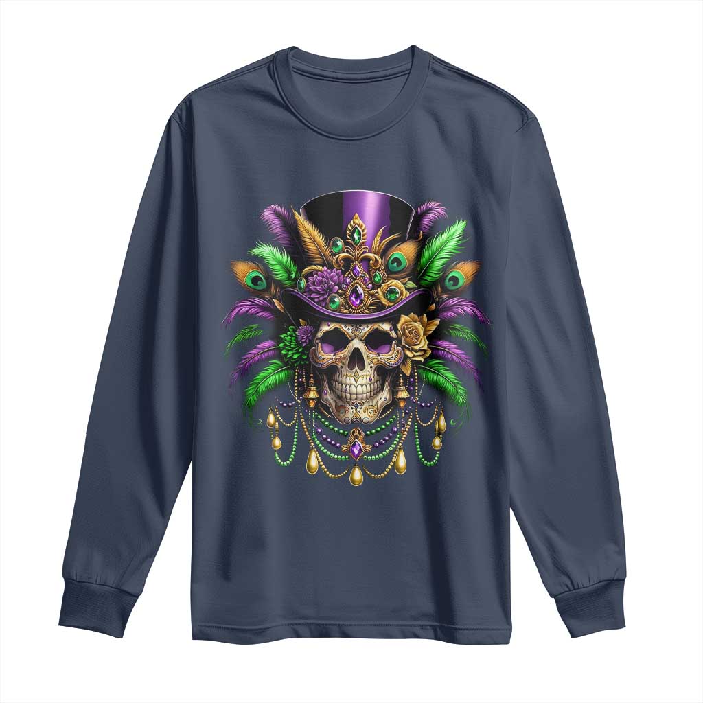 Mardi Gras Sugar Skull Long Sleeve Shirt Fat Tuesday