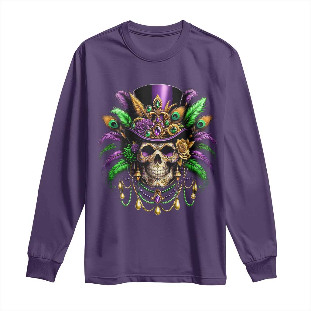 Mardi Gras Sugar Skull Long Sleeve Shirt Fat Tuesday
