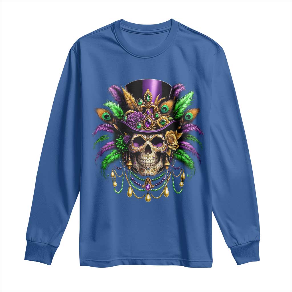 Mardi Gras Sugar Skull Long Sleeve Shirt Fat Tuesday