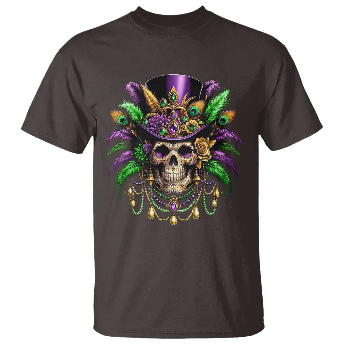 Mardi Gras Sugar Skull T Shirt Fat Tuesday
