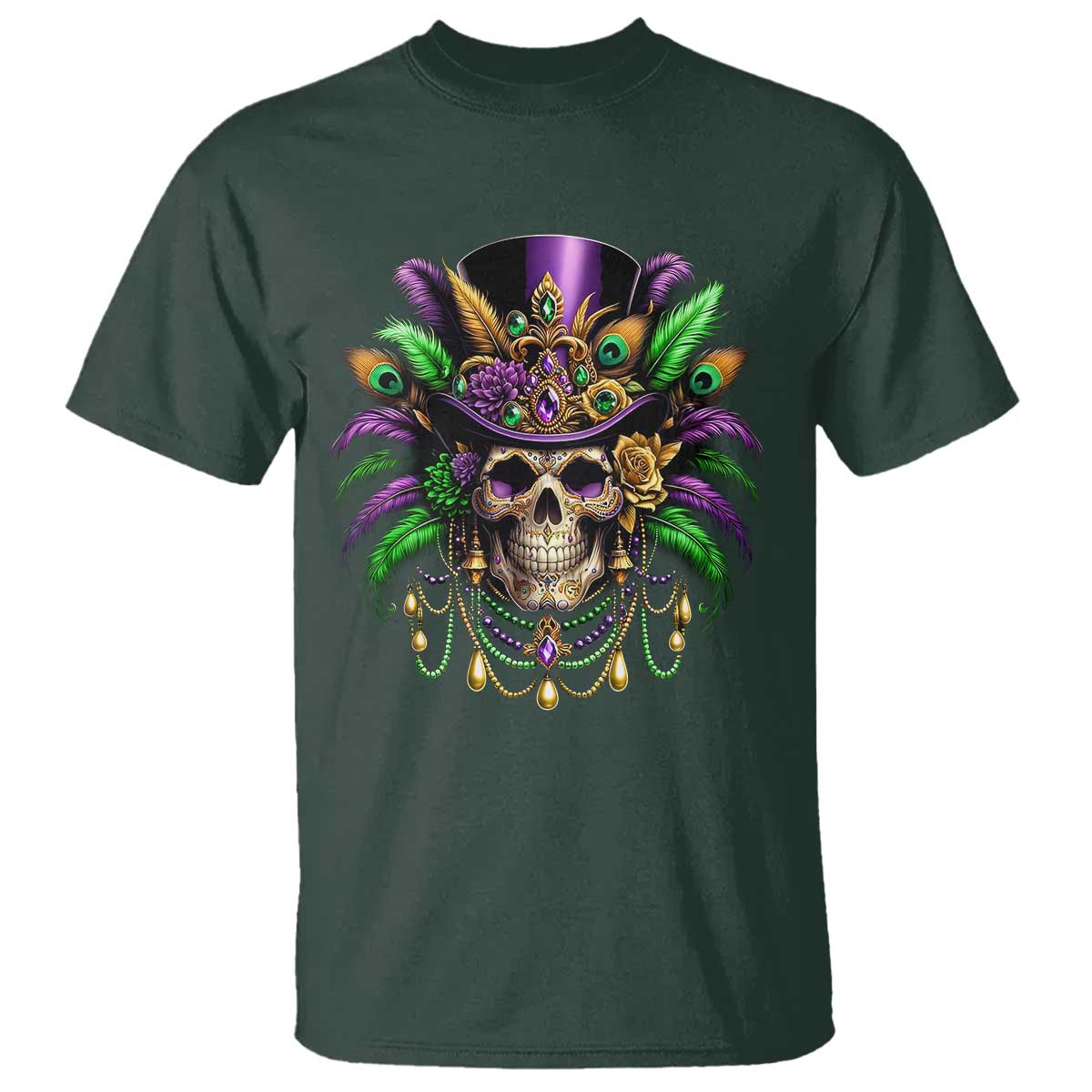 Mardi Gras Sugar Skull T Shirt Fat Tuesday